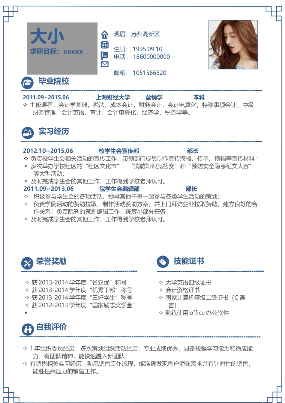 个人简历、自荐信、面试问题模版-0017简历.doc_第1页