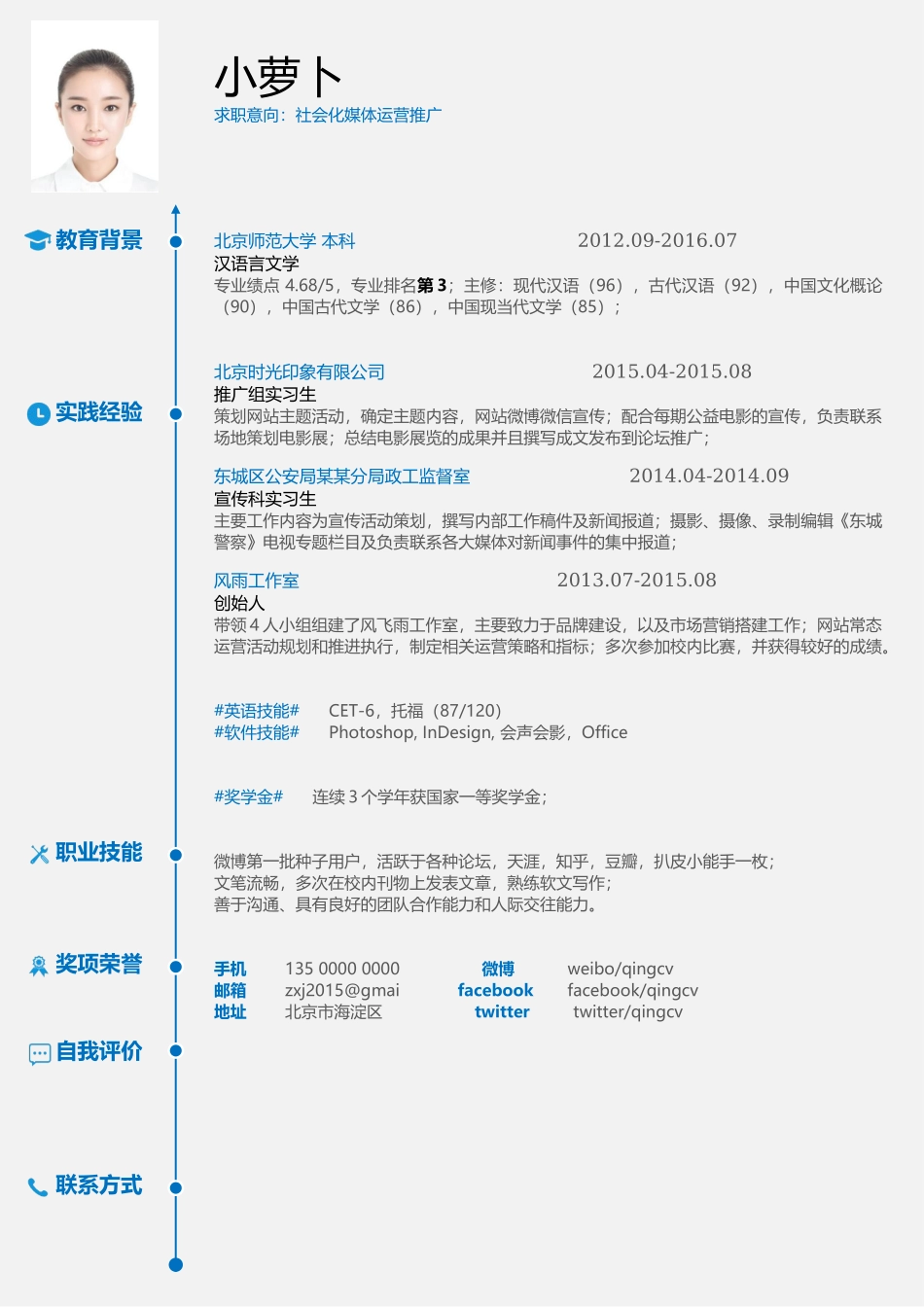 个人简历、自荐信、面试问题模版-025、简历模板.docx_第1页