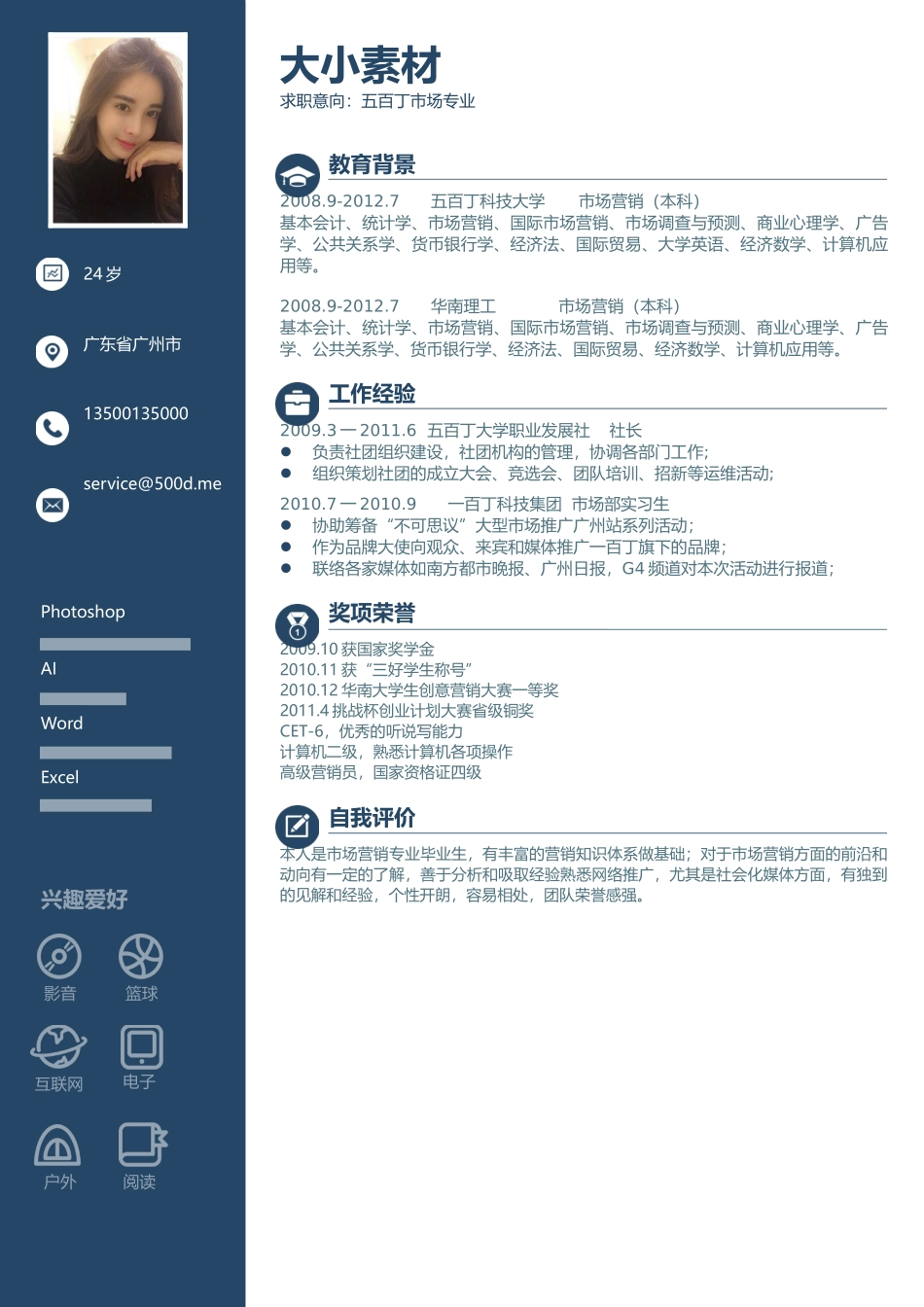 个人简历、自荐信、面试问题模版-0036简历.docx_第1页