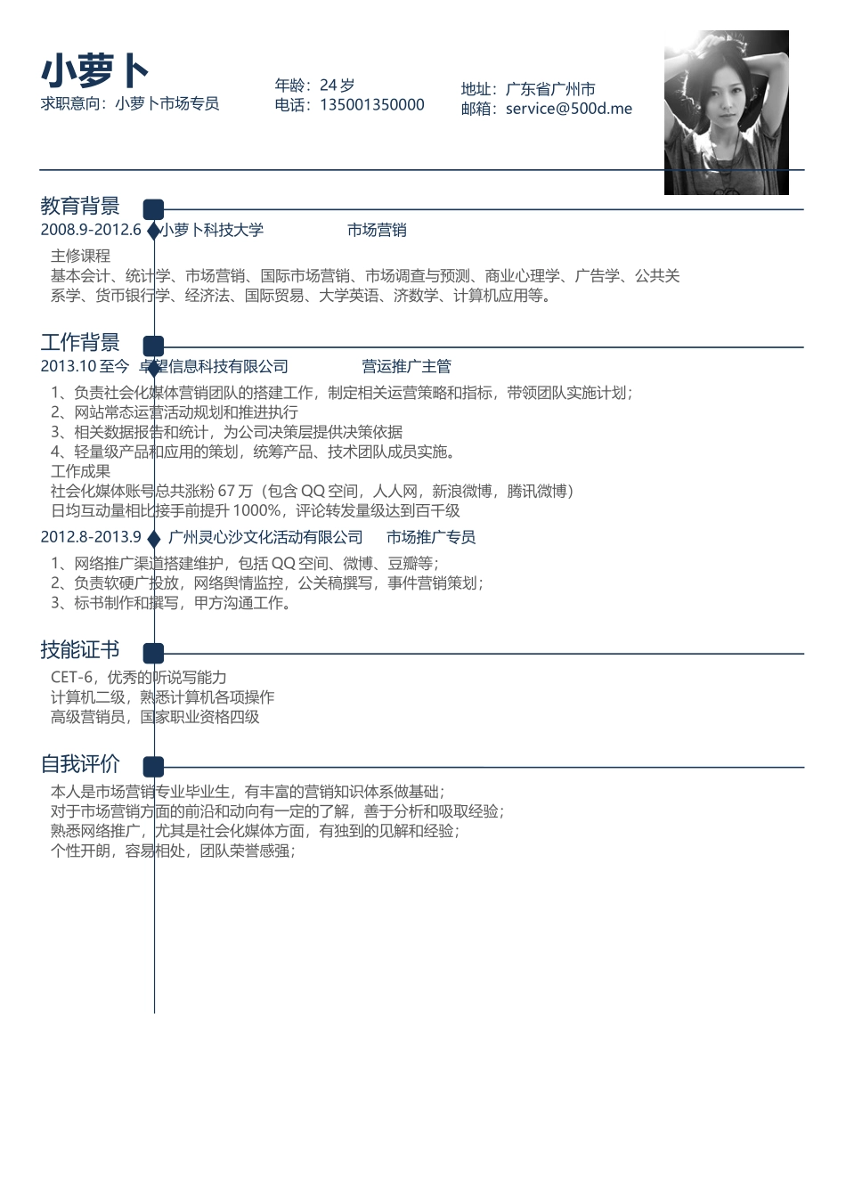 个人简历、自荐信、面试问题模版-055、简历模板.docx_第1页