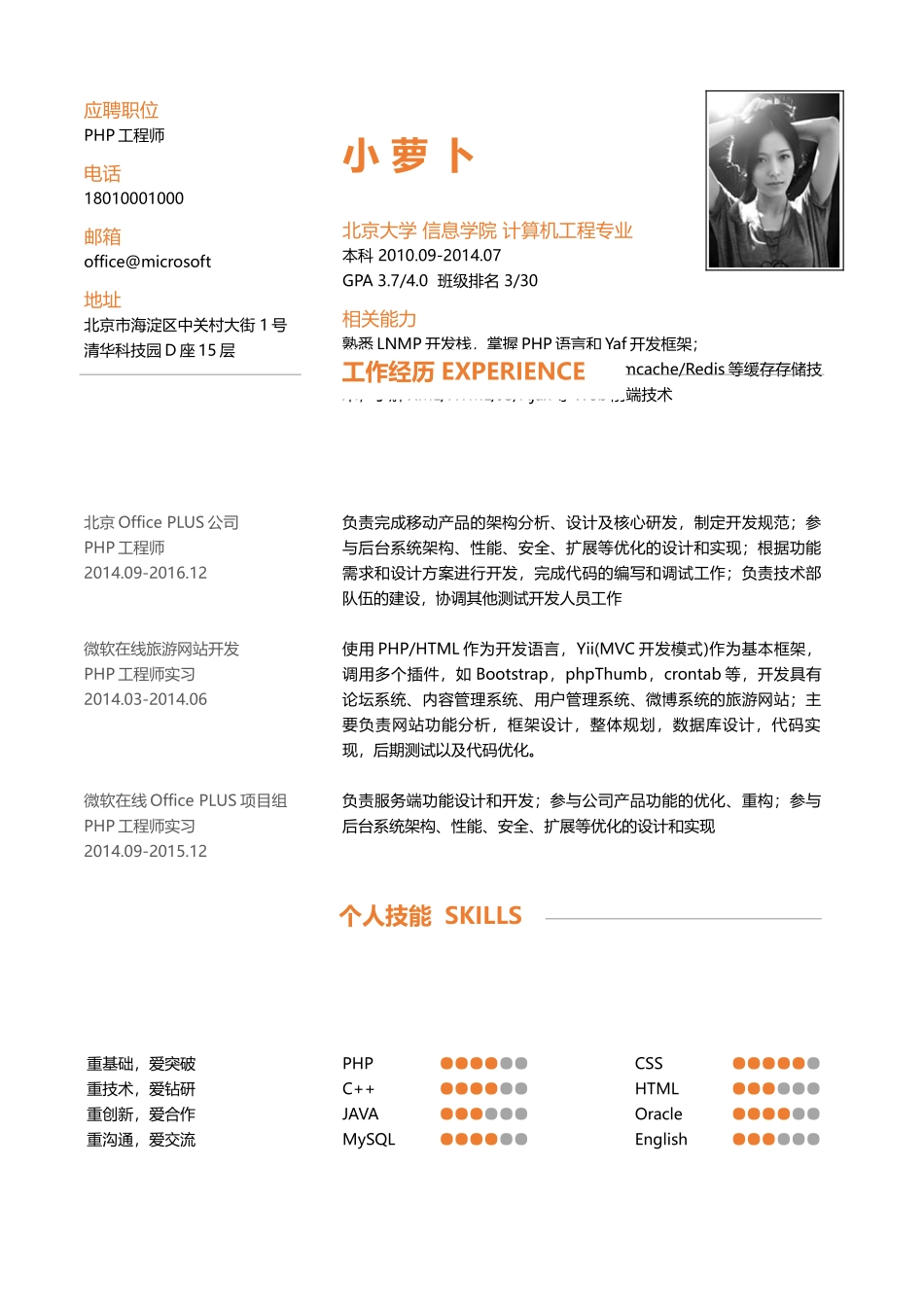 个人简历、自荐信、面试问题模版-066、简历模板.docx_第1页