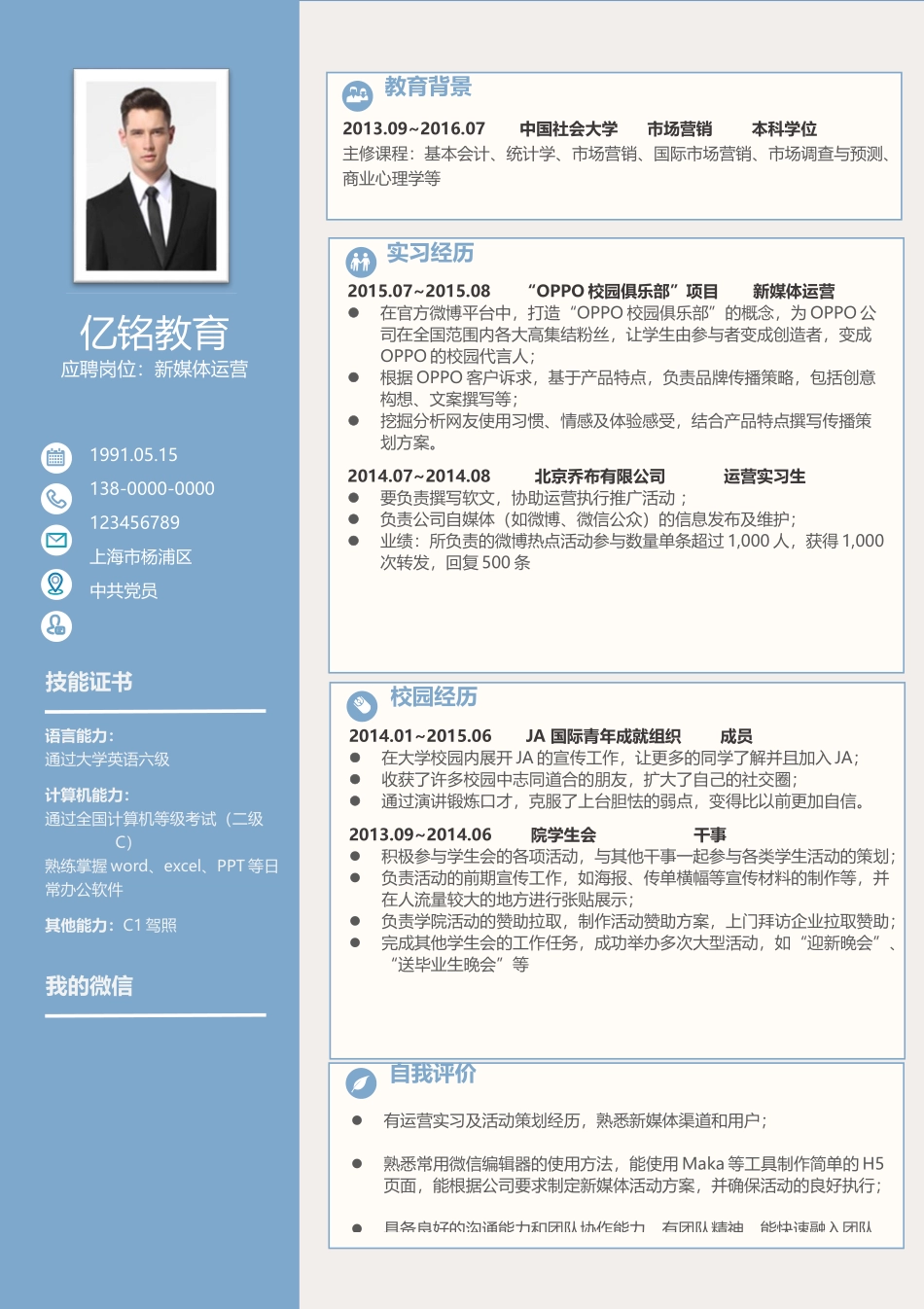 个人简历、自荐信、面试问题模版-0084简历.doc_第1页