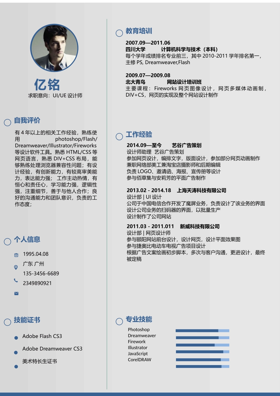 个人简历、自荐信、面试问题模版-0098简历.docx_第1页