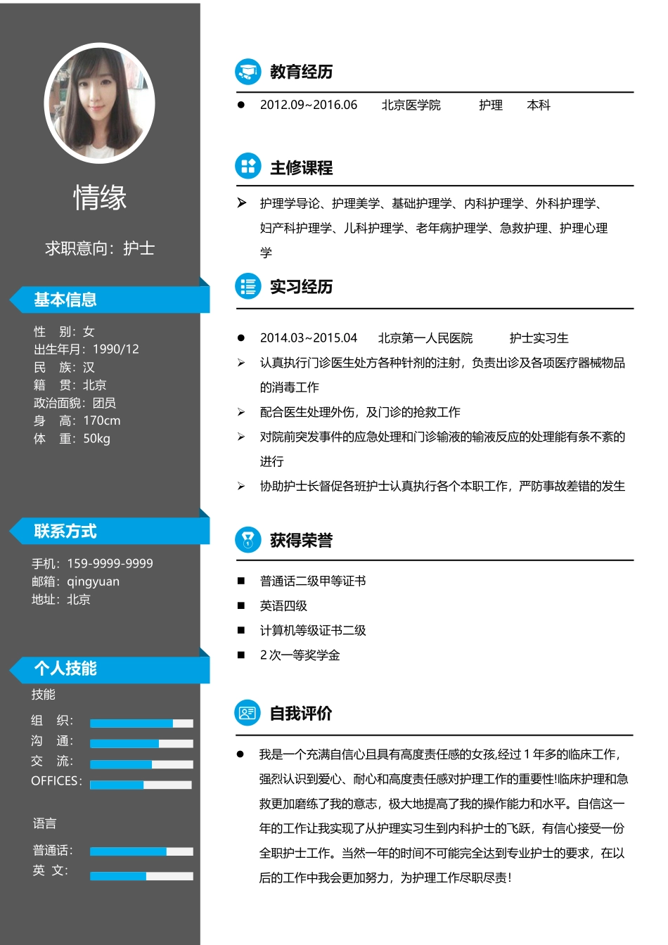 个人简历、自荐信、面试问题模版-129、简历模板.docx_第1页