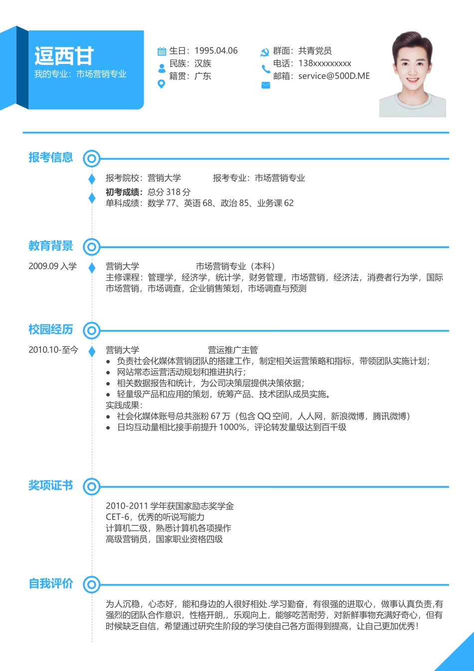 个人简历、自荐信、面试问题模版-单页29.docx_第1页