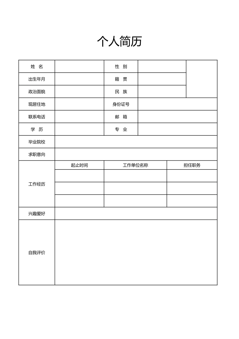 个人简历、自荐信、面试问题模版-个人简历(4).doc_第1页