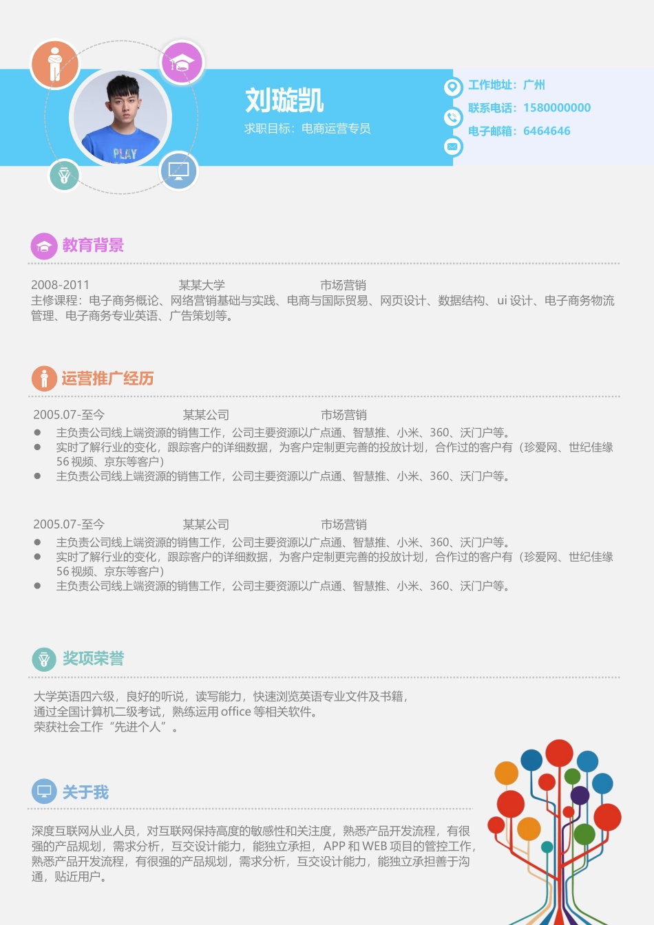 个人简历、自荐信、面试问题模版-活泼单页05.docx_第1页