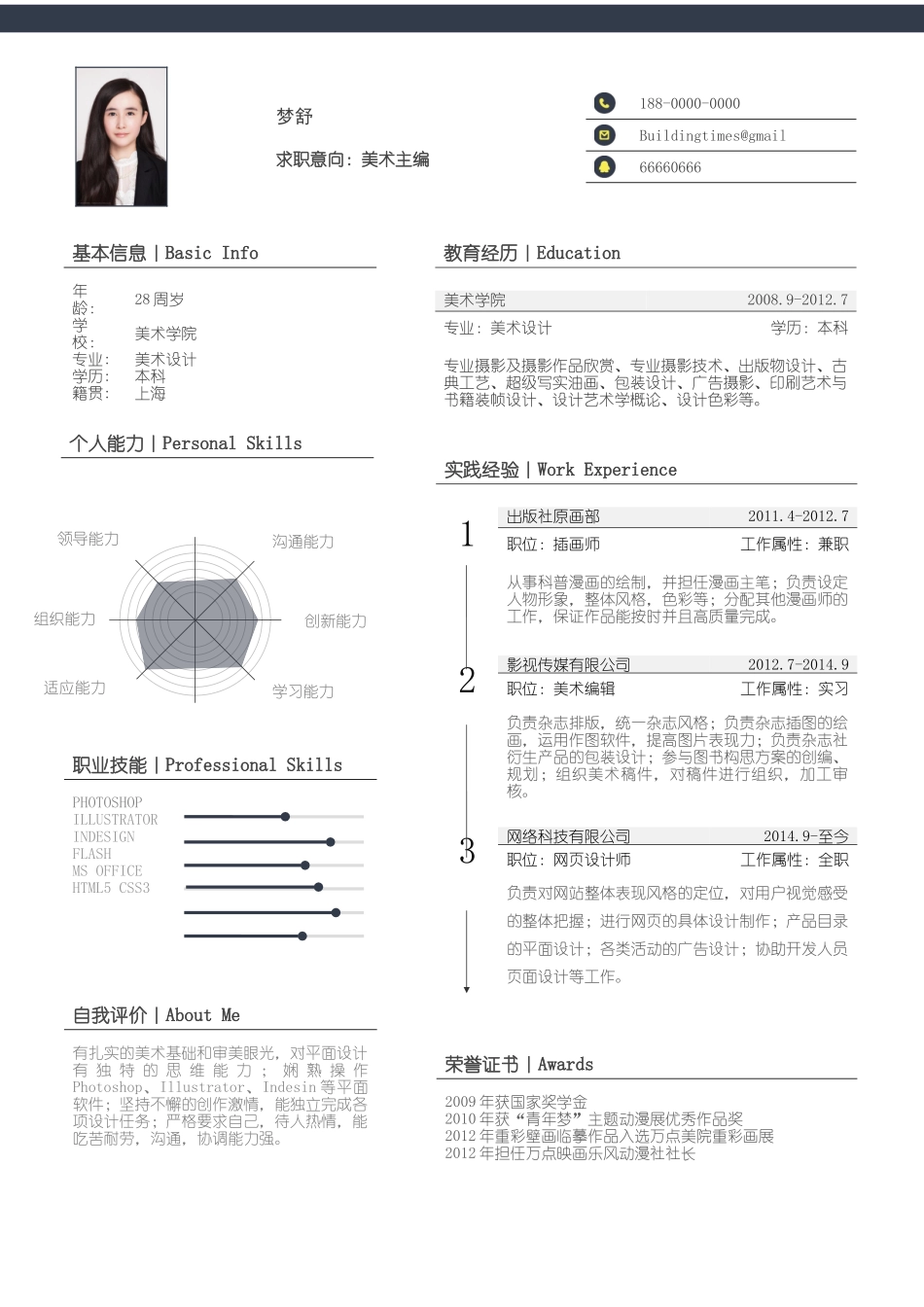 个人简历、自荐信、面试问题模版-简洁经典四页11.docx_第2页