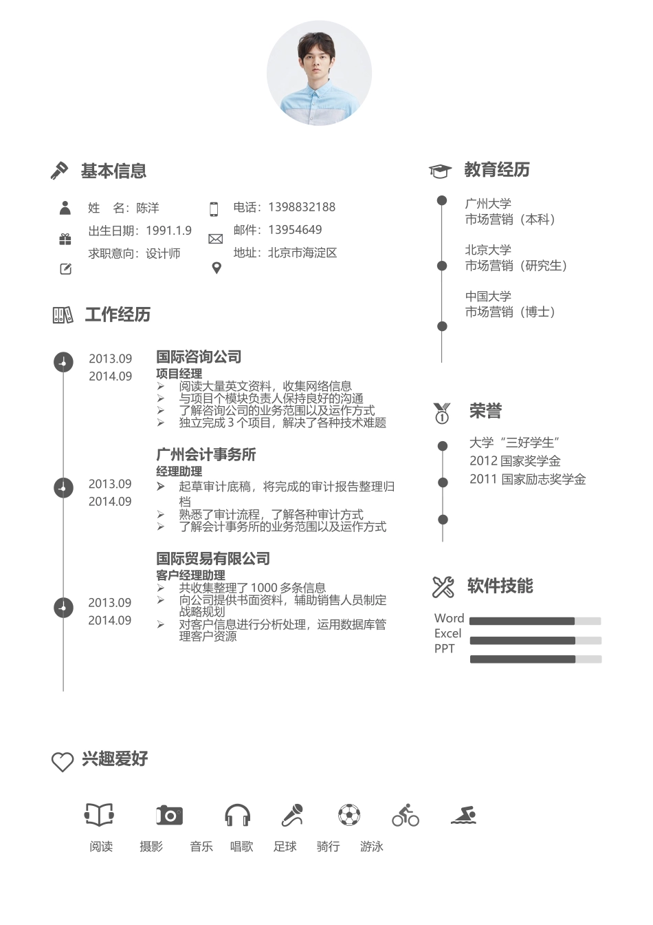 个人简历、自荐信、面试问题模版-简洁经典四页12.docx_第2页