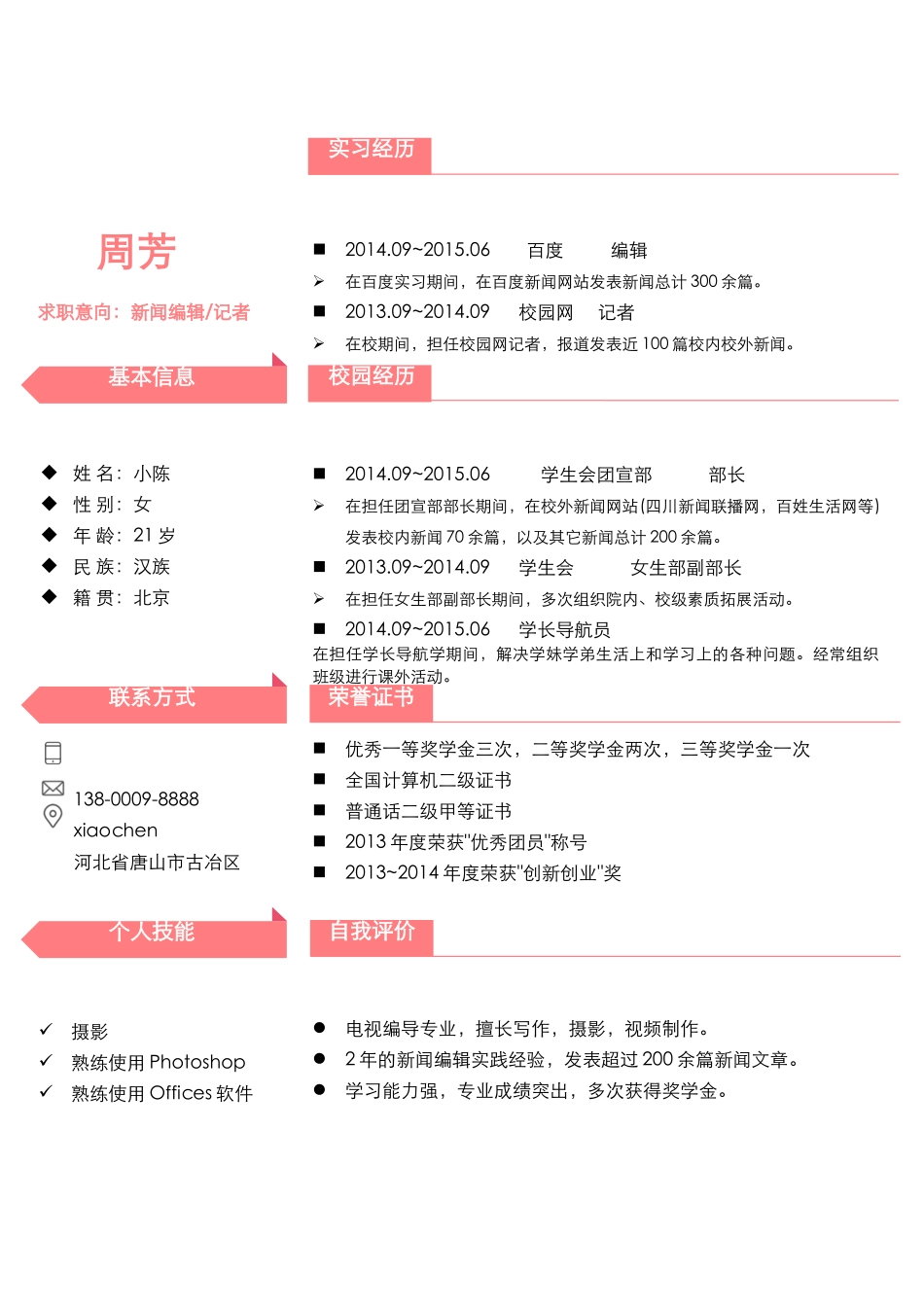 个人简历、自荐信、面试问题模版-简约单页06.docx_第2页