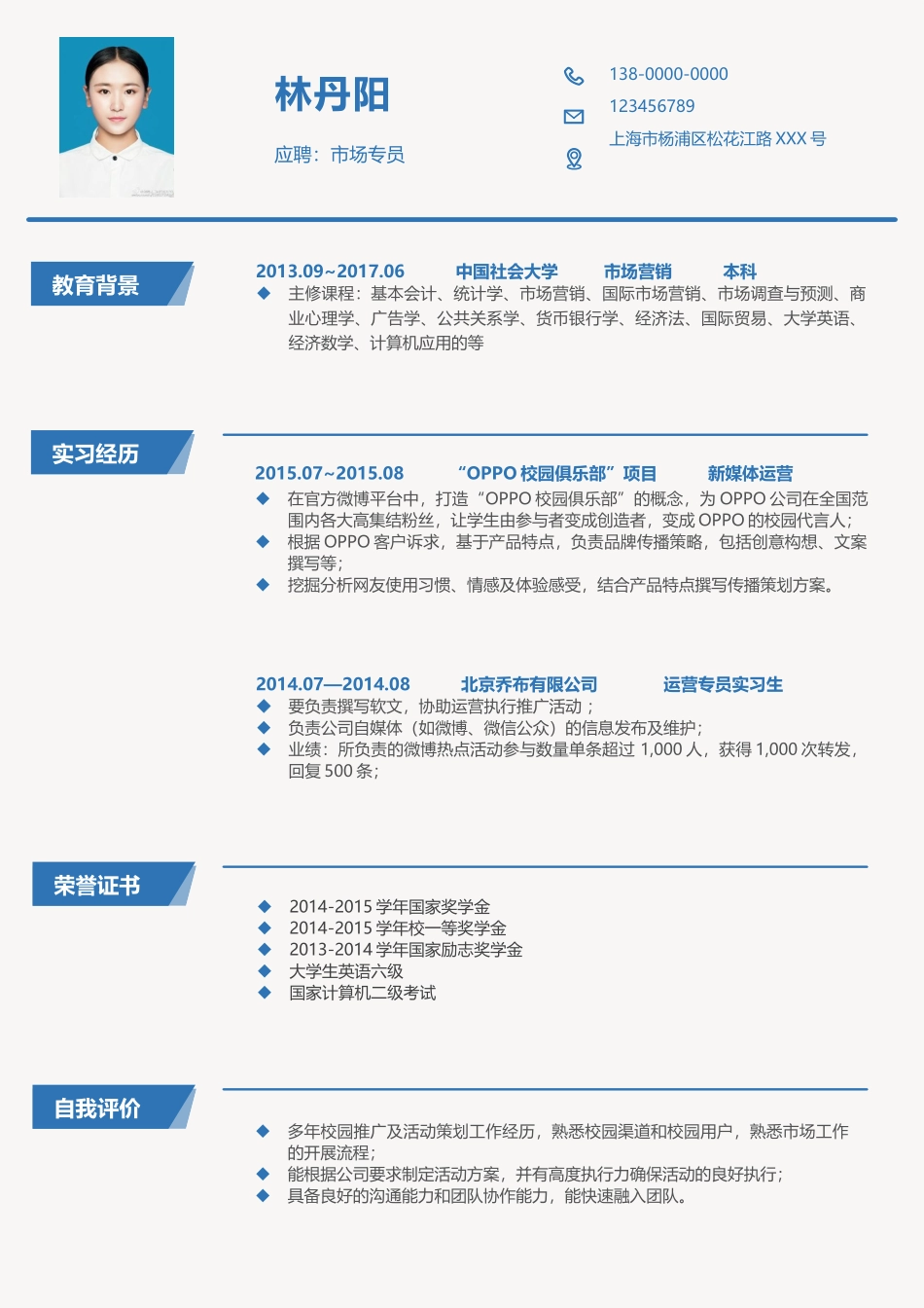 个人简历、自荐信、面试问题模版-简约单页21.docx_第1页