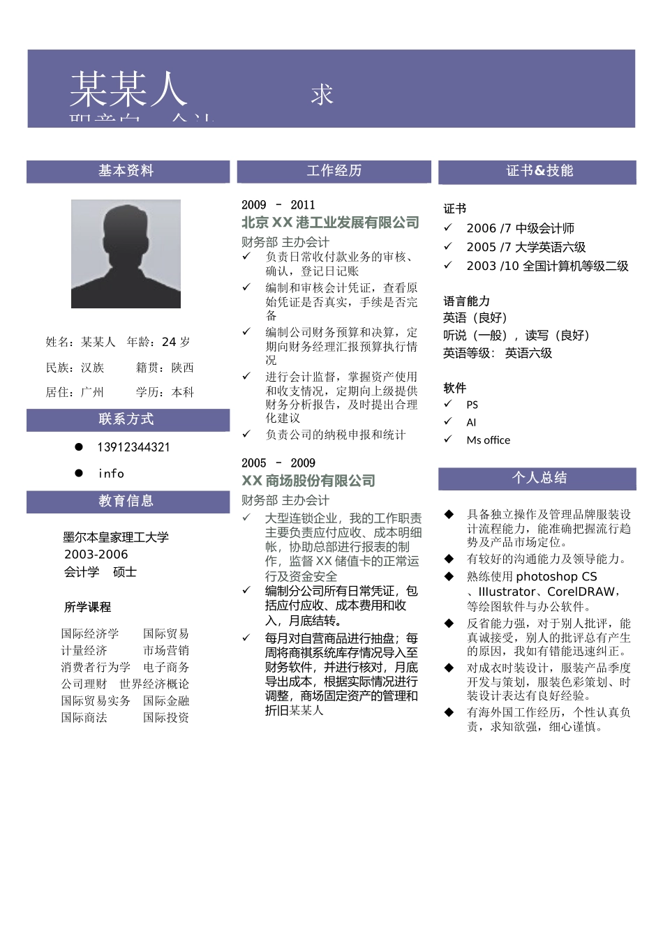 个人简历、自荐信、面试问题模版-其他 (5).doc_第1页