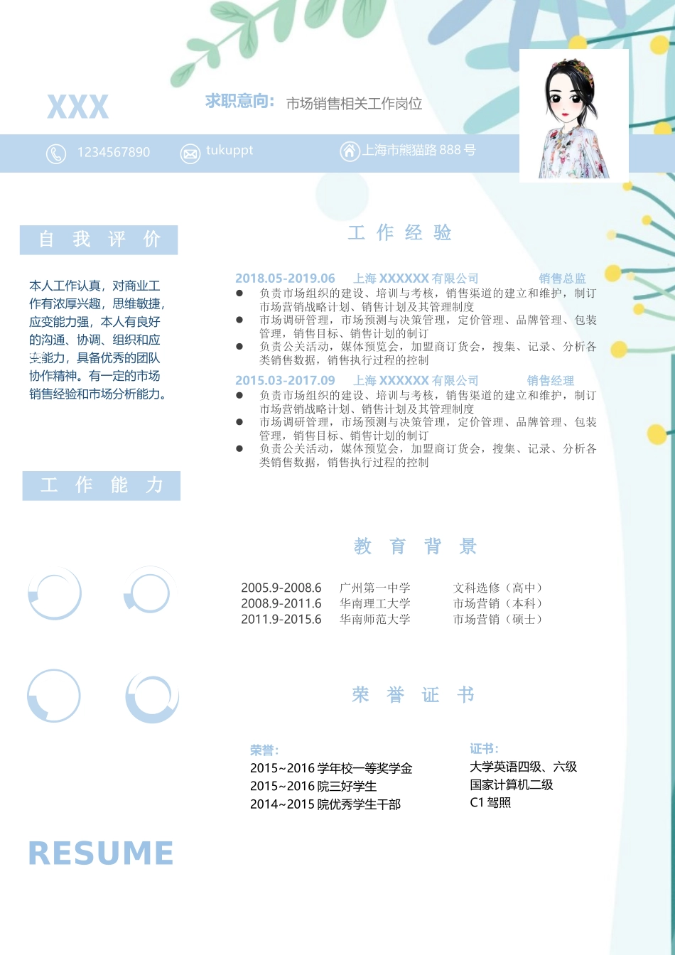 个人简历、自荐信、面试问题模版-市场销售相关工作岗位.docx_第2页