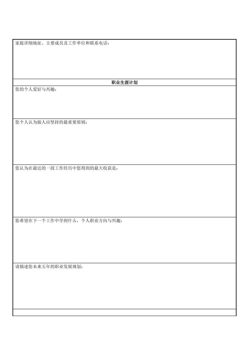 个人简历、自荐信、面试问题模版-双页空白简历标准表格-1.doc_第2页