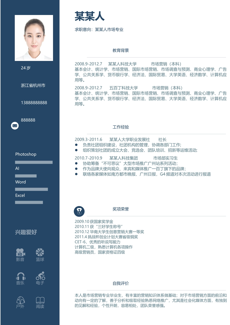 个人简历、自荐信、面试问题模版-套餐1.docx_第2页