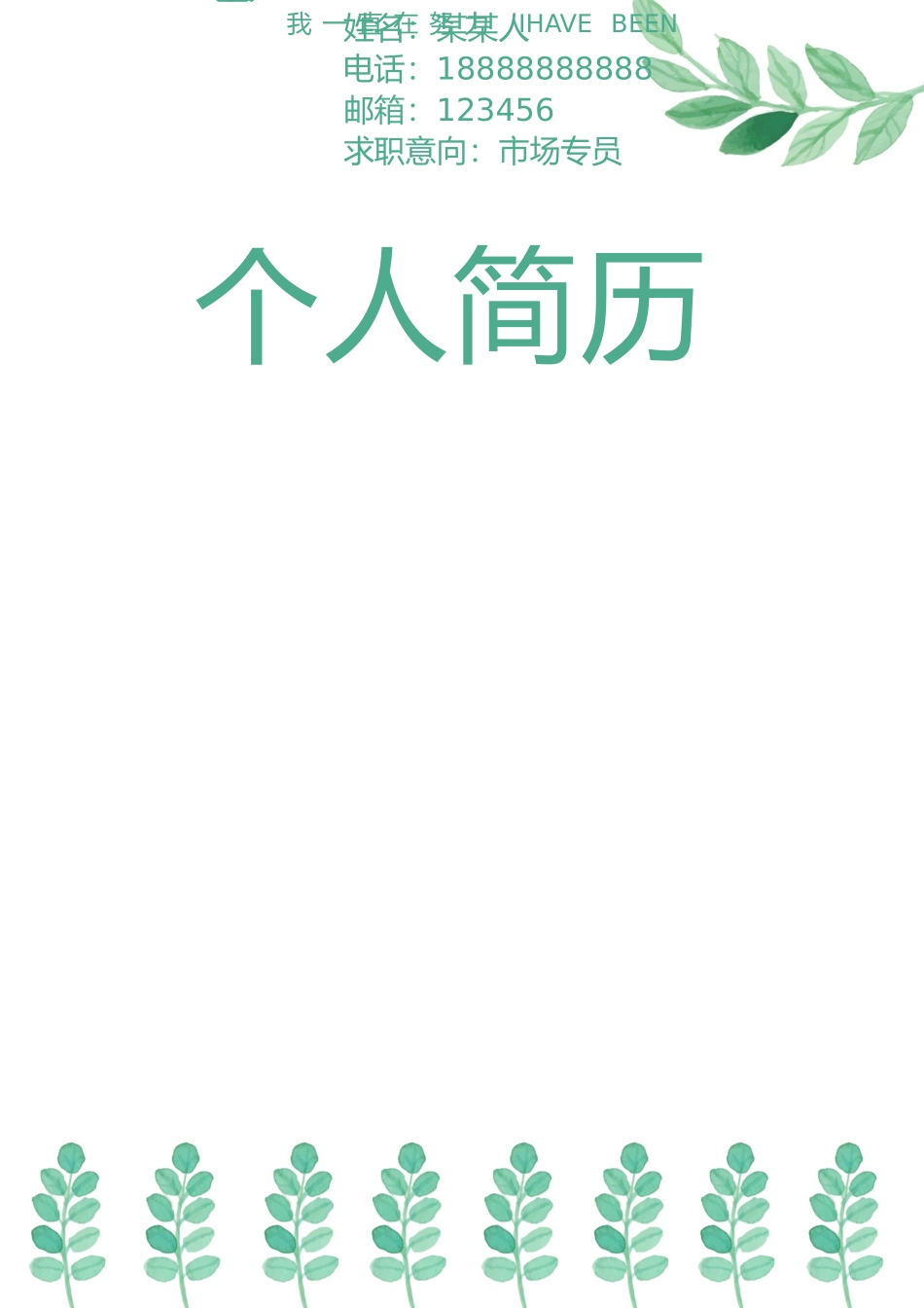 个人简历、自荐信、面试问题模版-套餐5.doc_第1页