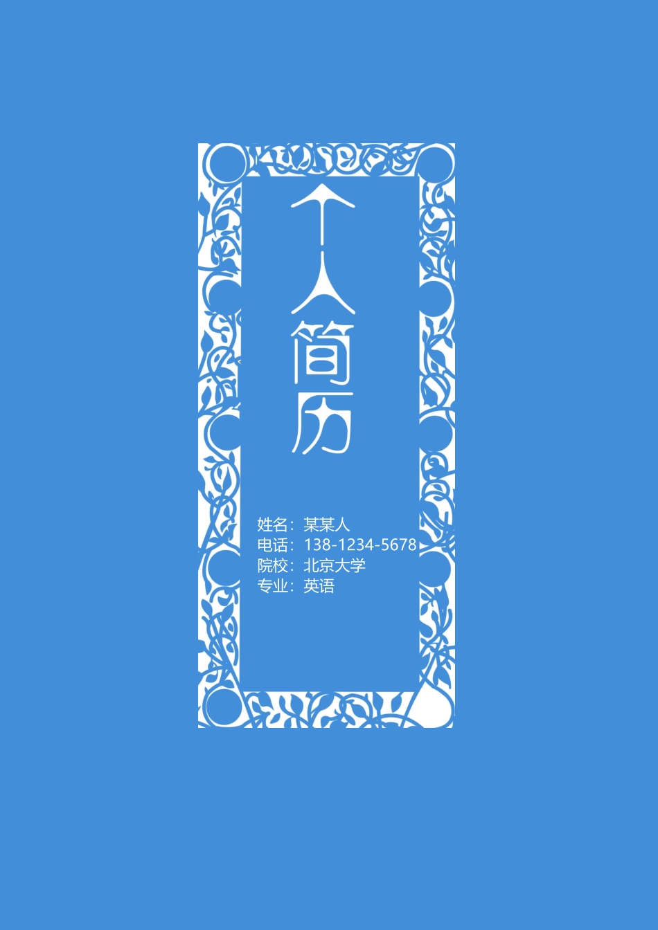 个人简历、自荐信、面试问题模版-套餐23.doc_第1页