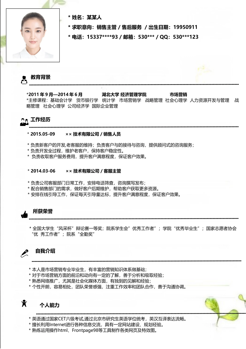 个人简历、自荐信、面试问题模版-套餐32.doc_第3页