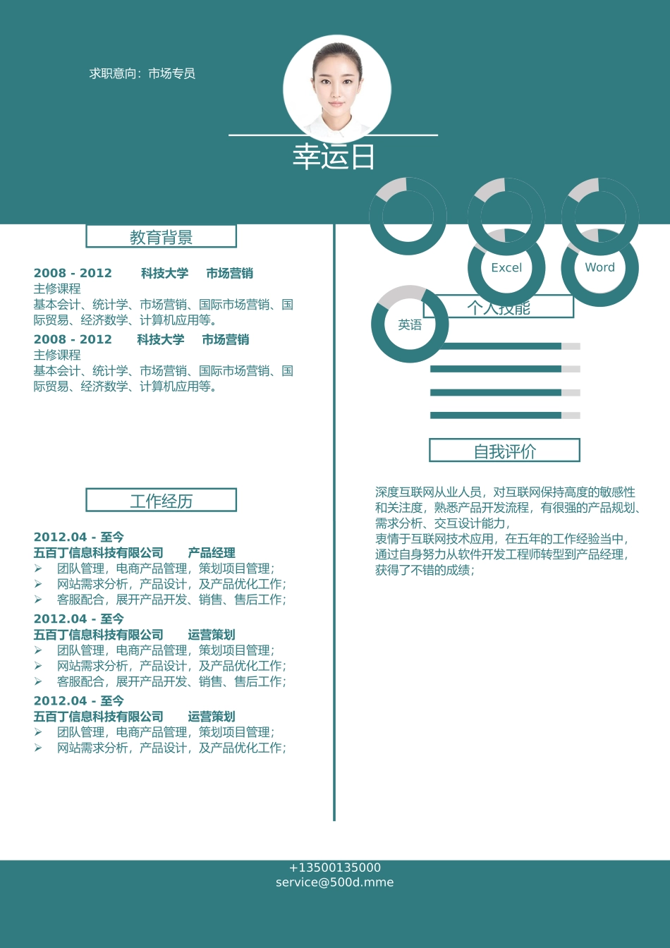 个人简历、自荐信、面试问题模版-稳重大气单页03.docx_第1页