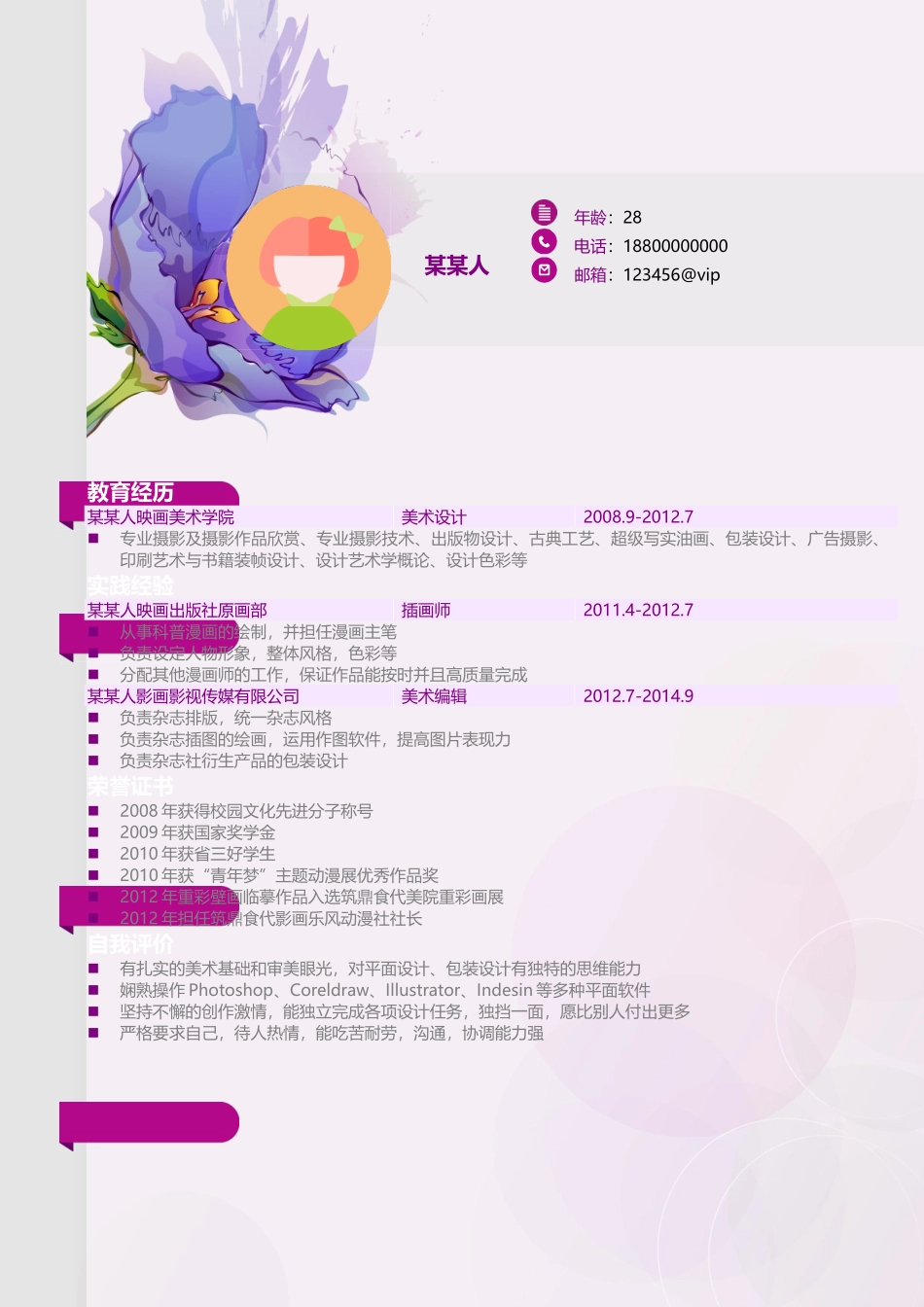 个人简历、自荐信、面试问题模版-新增WORD个人简历— (15).doc_第1页