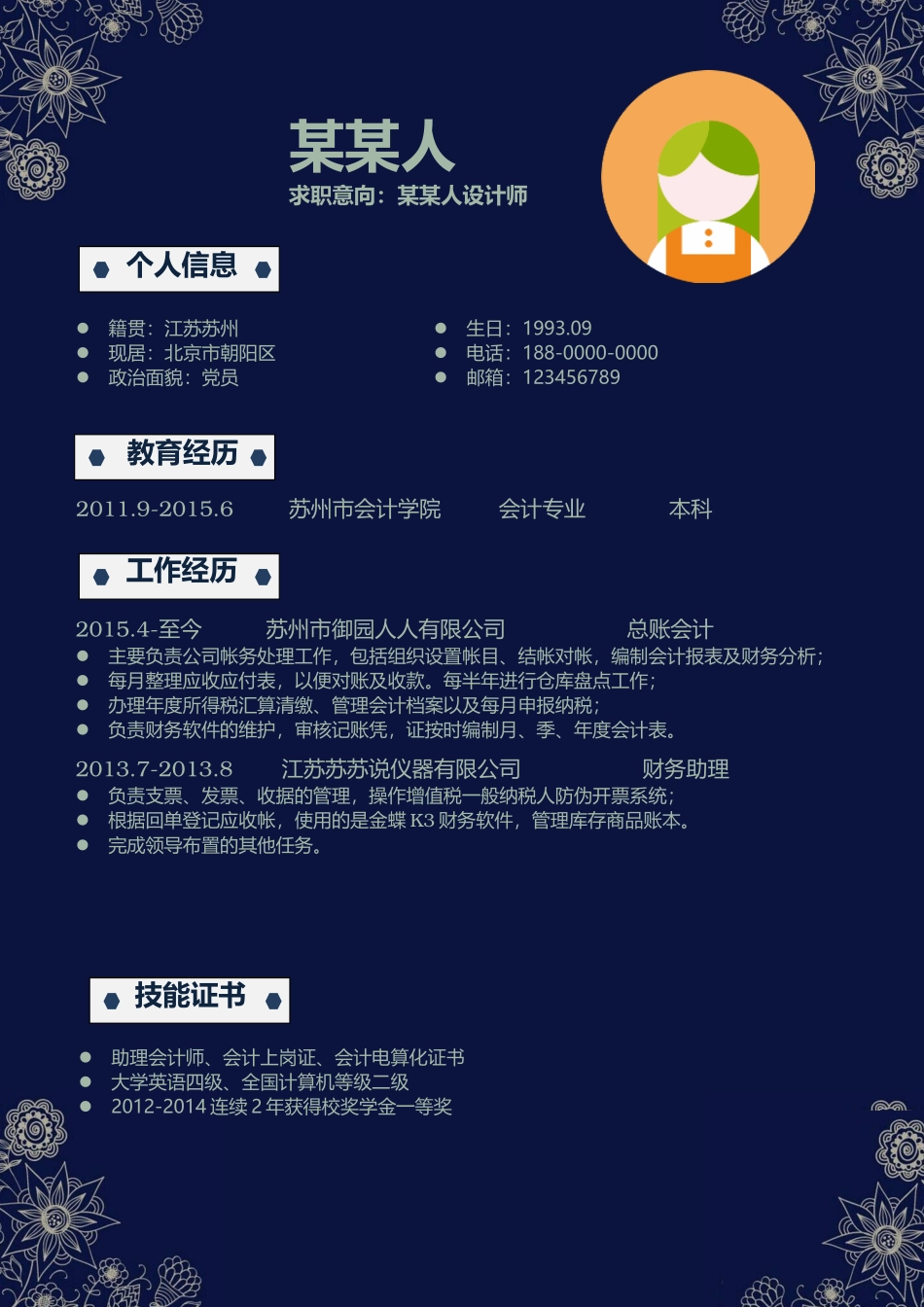 个人简历、自荐信、面试问题模版-新增WORD个人简历— (121).docx_第1页