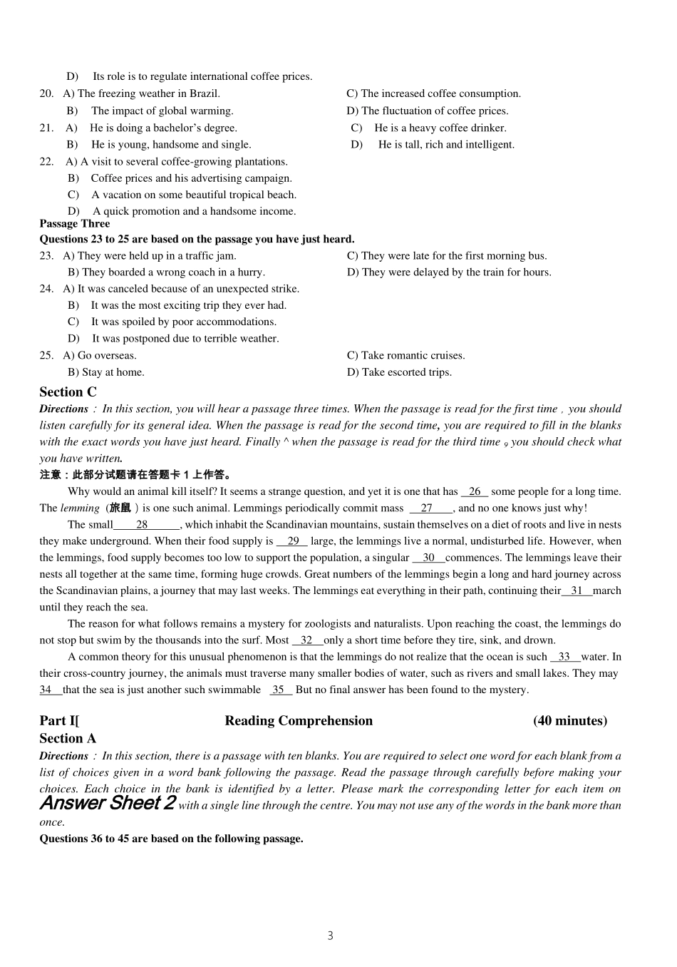 2015年6月大学英语六级考试真题（二）.pdf_第3页