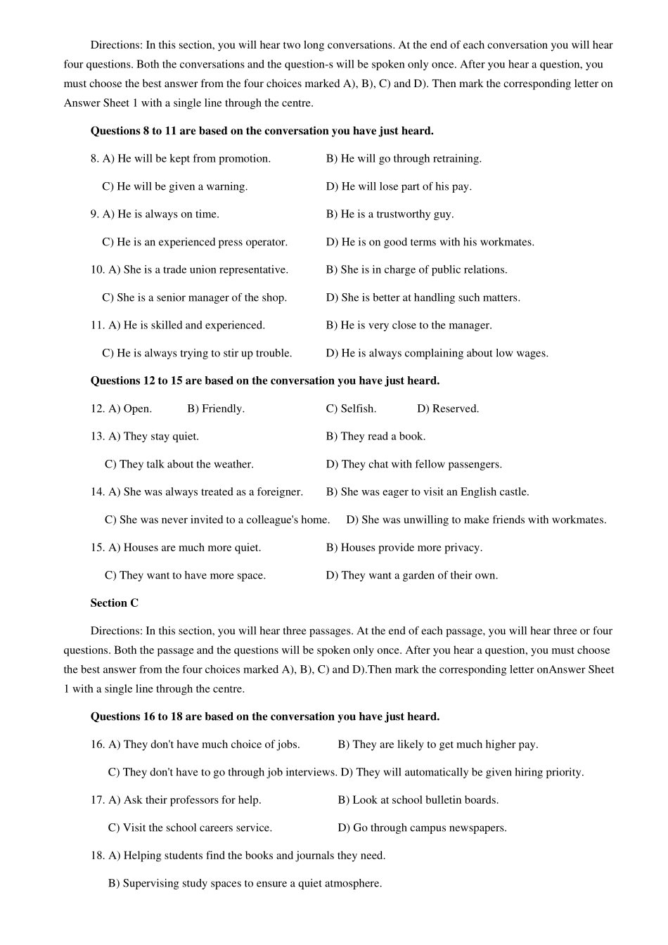 2016年12月第1套英语四级真题.pdf_第2页