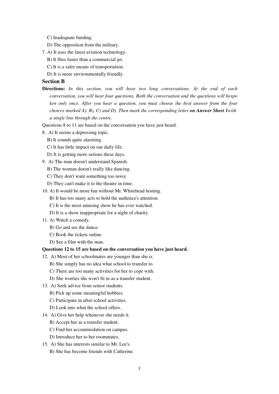 2018年6月第1套英语四级真题.pdf_第2页