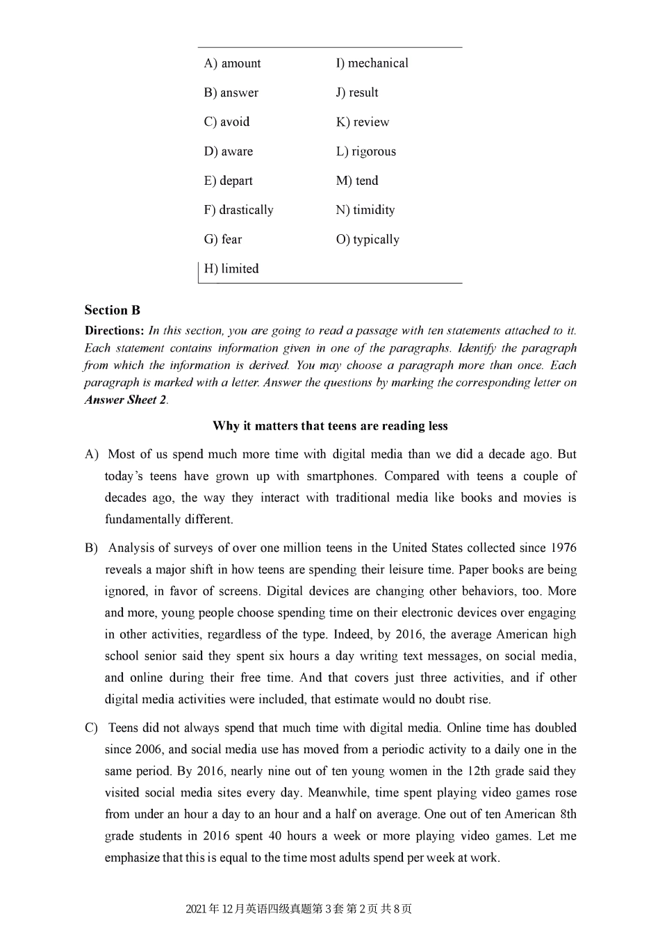 2021年12月第3套英语四级真题.pdf_第2页