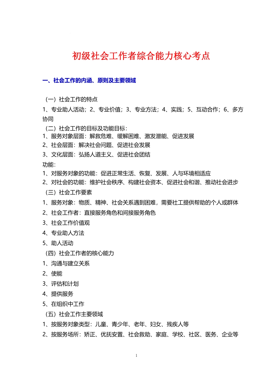 初级社会工作者-2025初级社工-综合能力核心考点.pdf_第1页