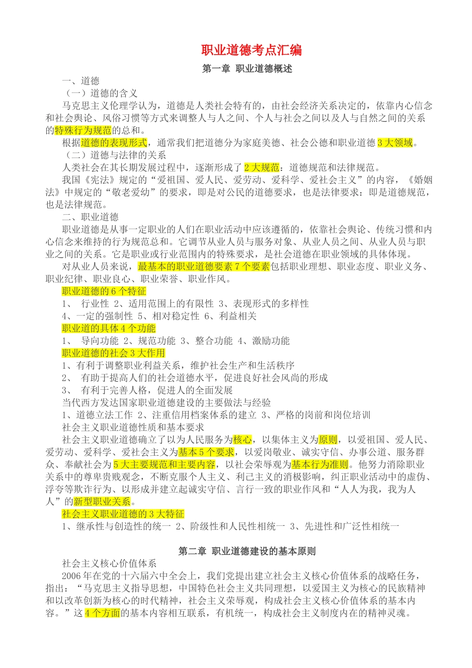 人力资源管理证-职业道德考点汇编.doc_第1页