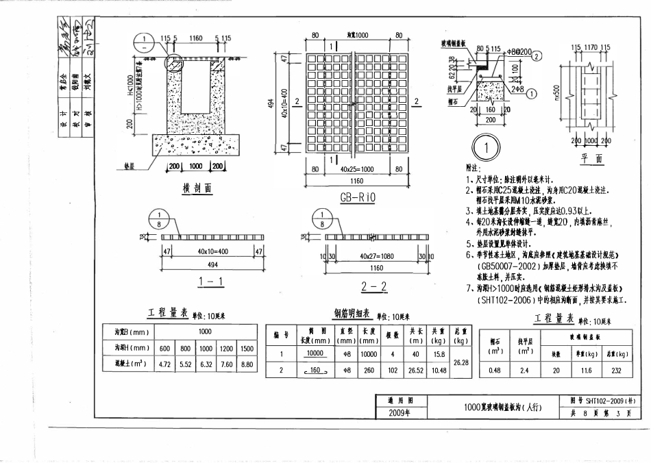 SHT102-2009(补) 矩形排水沟及盖板（图集）.pdf_第3页
