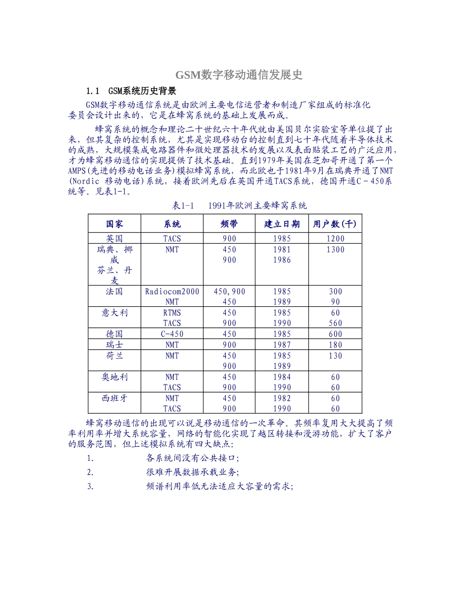 GSM数字移动通信发展史.doc_第1页