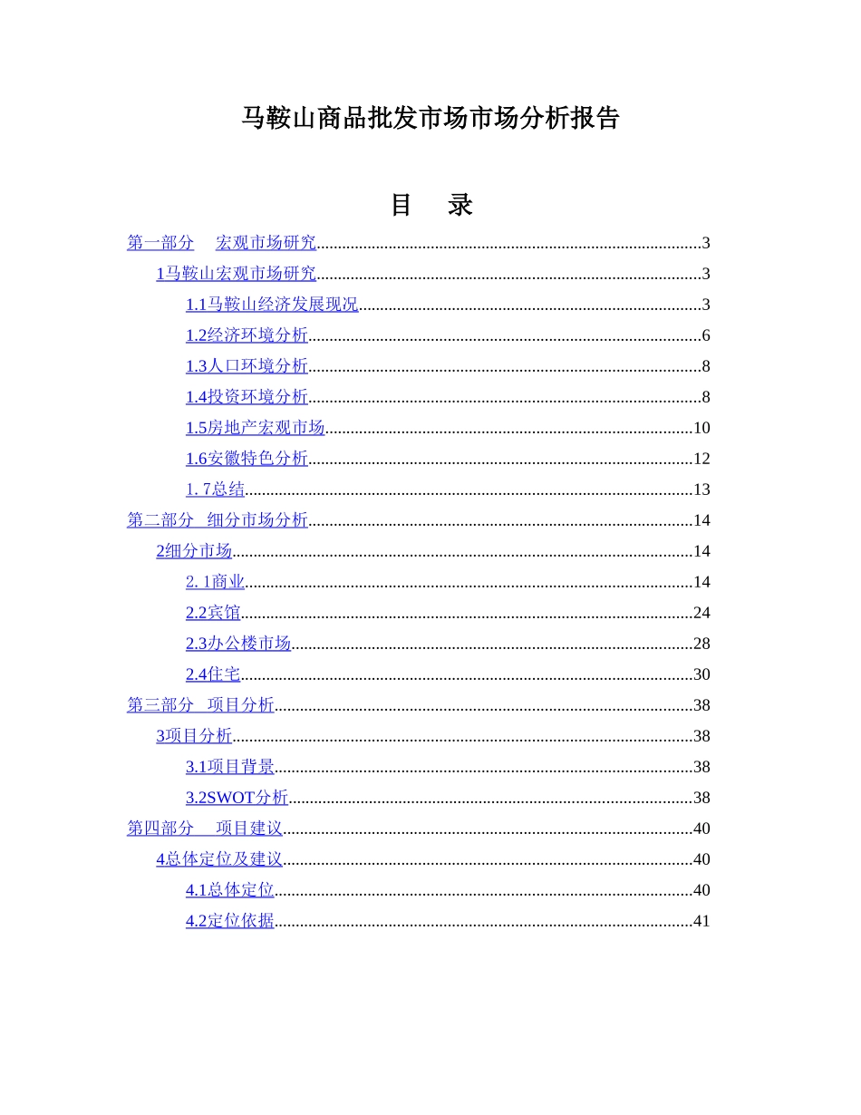 马鞍山商品批发市场市场分析报告.doc_第1页