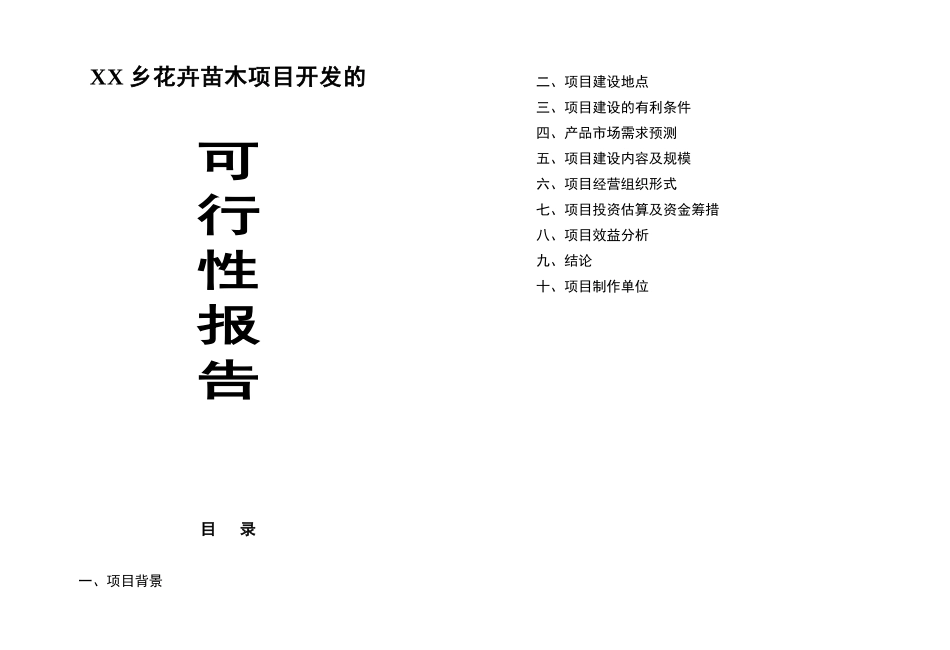 某某花卉苗木项目开发的可行性报告.doc_第1页