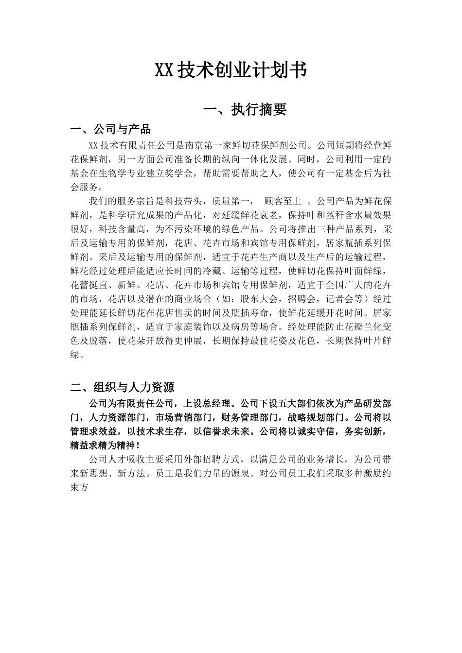 某某技术创业计划书.doc_第1页