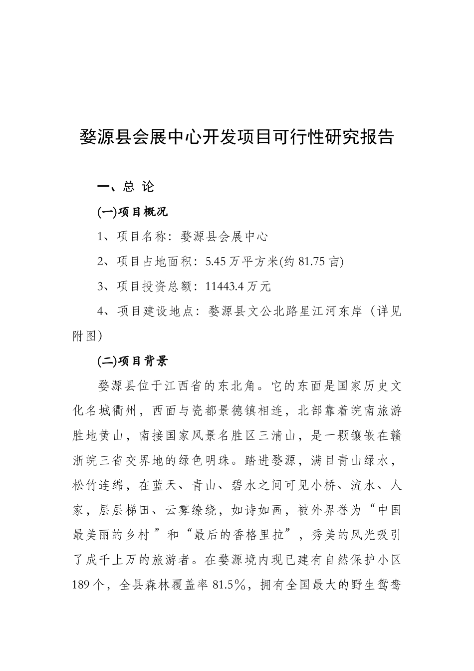 某某县会展中心开发项目可行性研究报告.doc_第1页