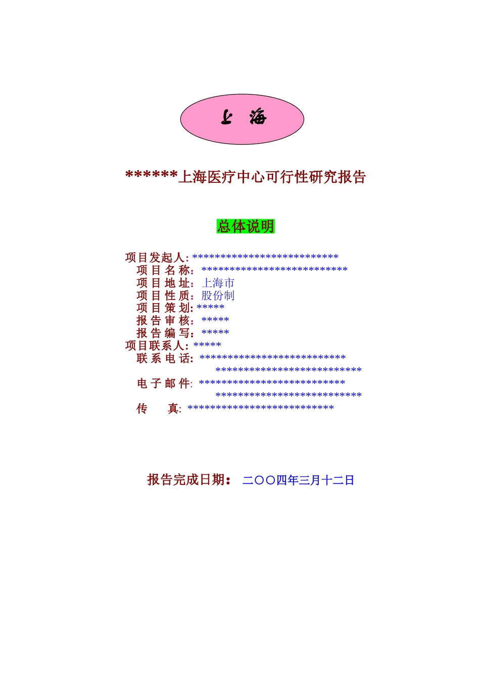 上海医疗中心可行性研究报告.doc_第1页
