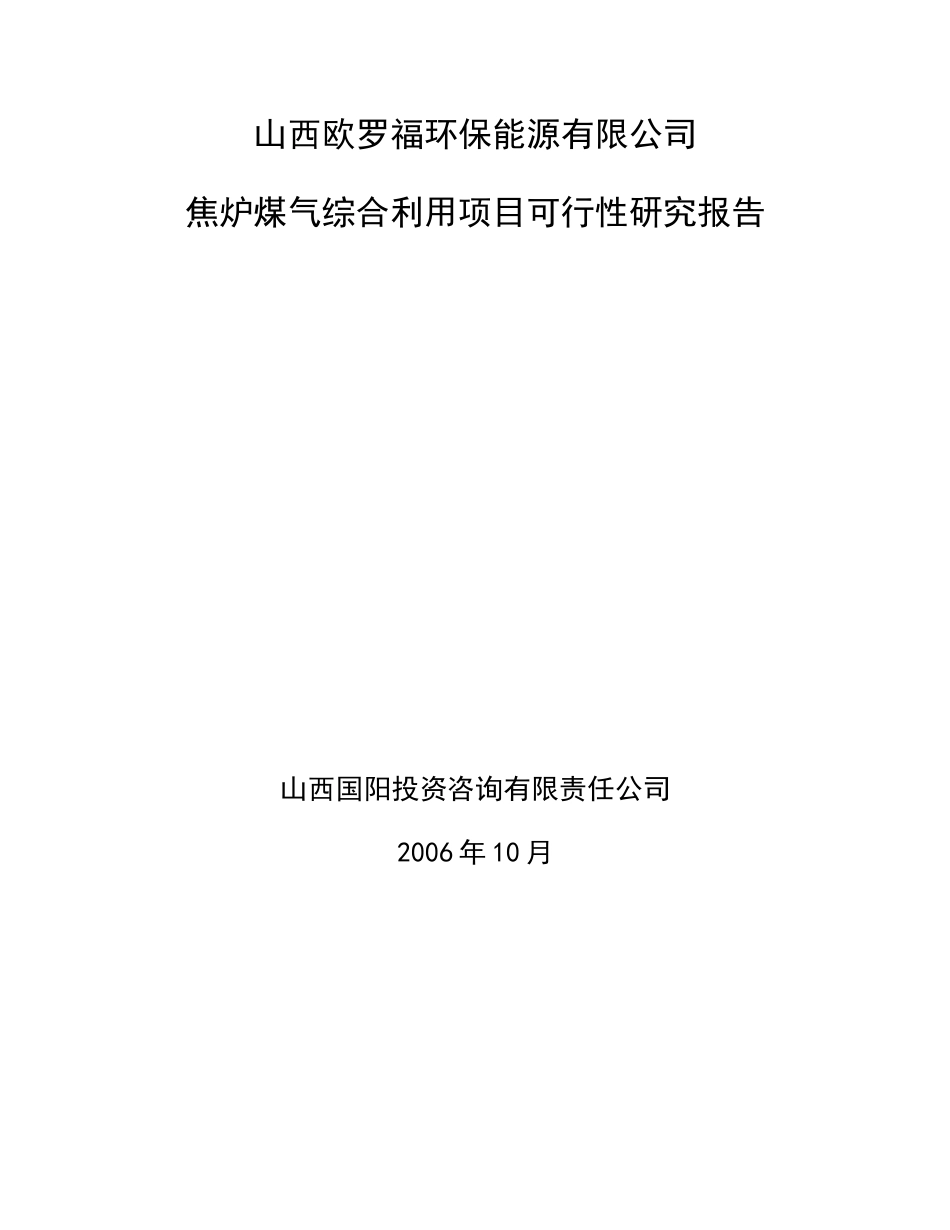 司焦炉煤气利用项目可行性研究报告.doc_第2页