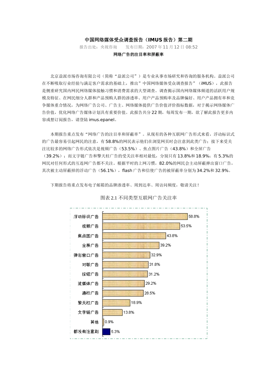 中国网络媒体受众调查报告（IMUS报告）第二期.doc_第1页