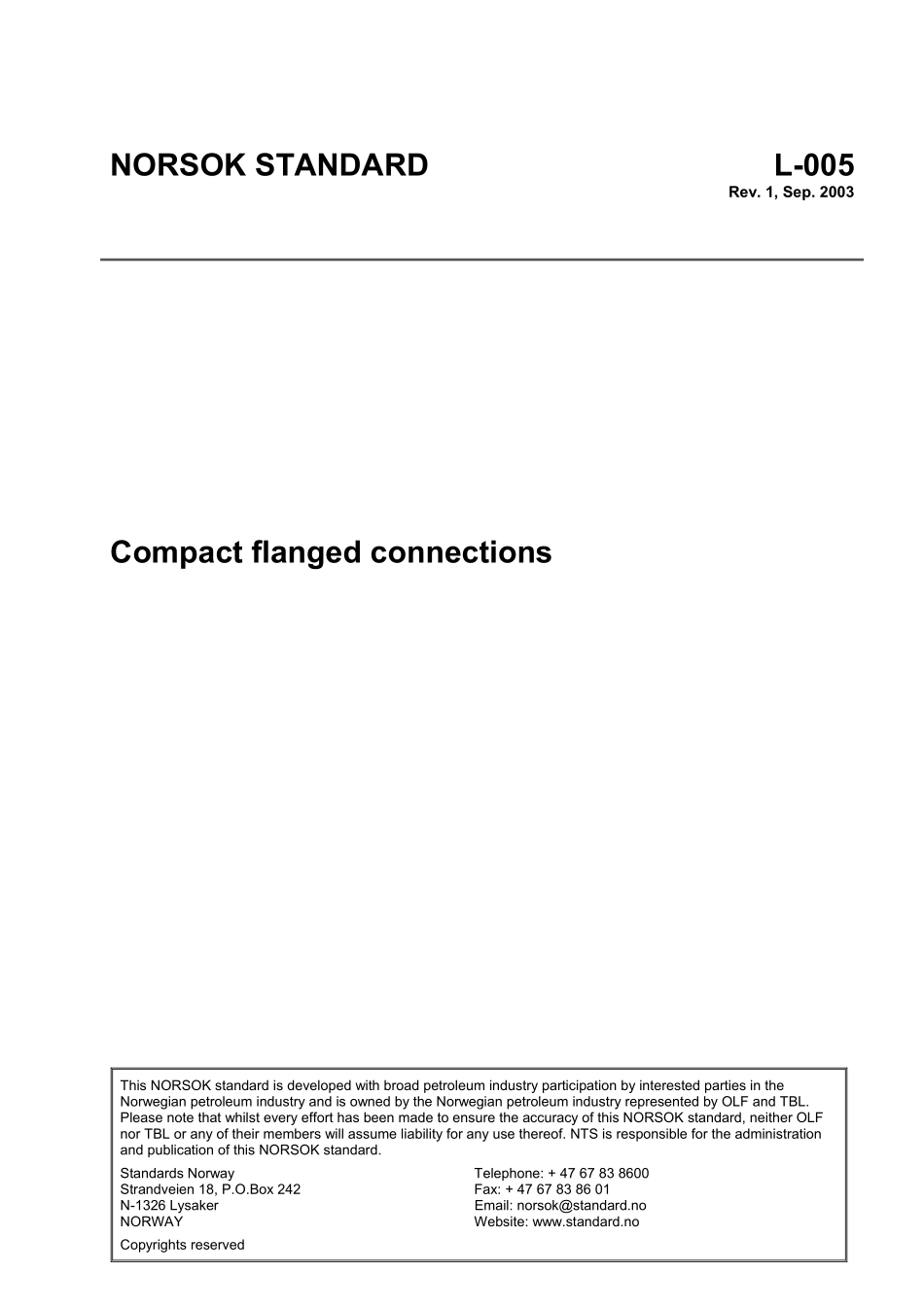 L-005 Compact flanged connections (Rev[1]. 1, Sept. 2003).pdf_第1页