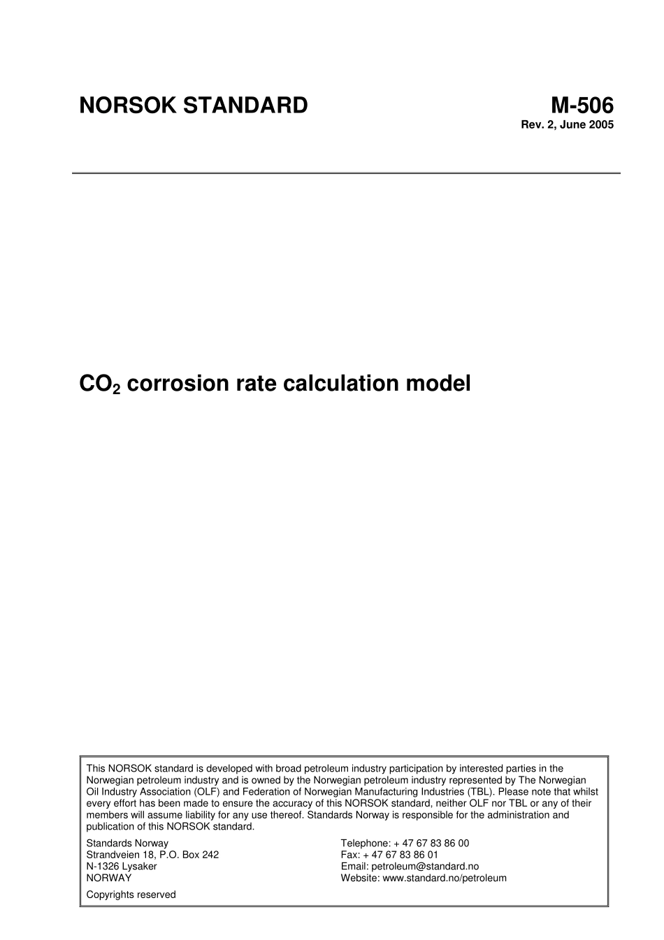 M-506 CO2 corrosion rate calculation model (Rev[1]. 2, June 2005).pdf_第1页