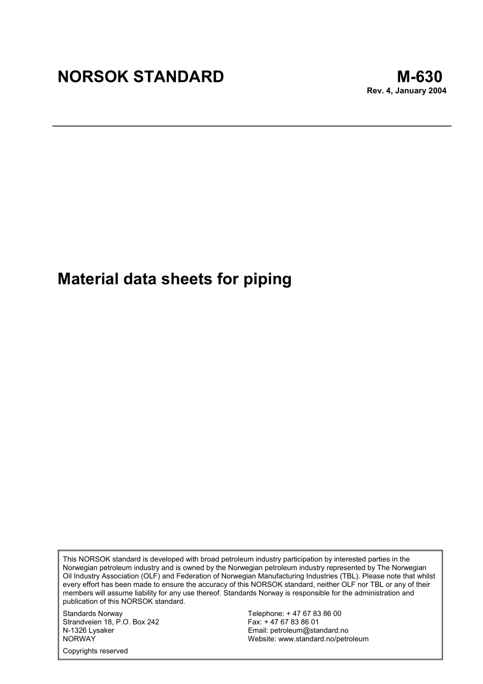 M-630 Material data sheets for piping (Rev. 4, January 2004).pdf_第1页
