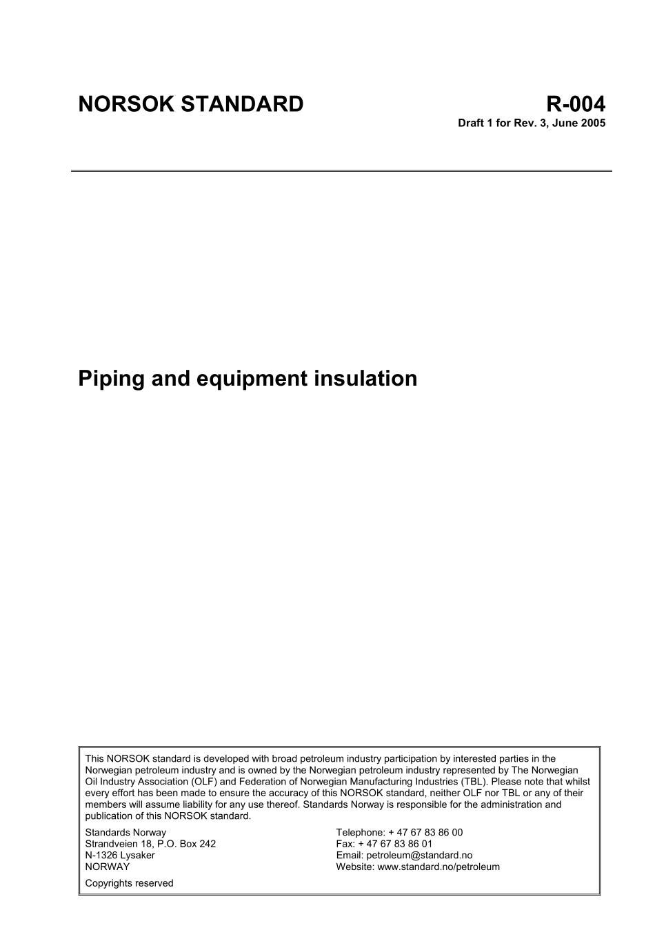 R-004 Piping and equipment insulation (Draft for Rev[1]. 3, June 2005).pdf_第1页