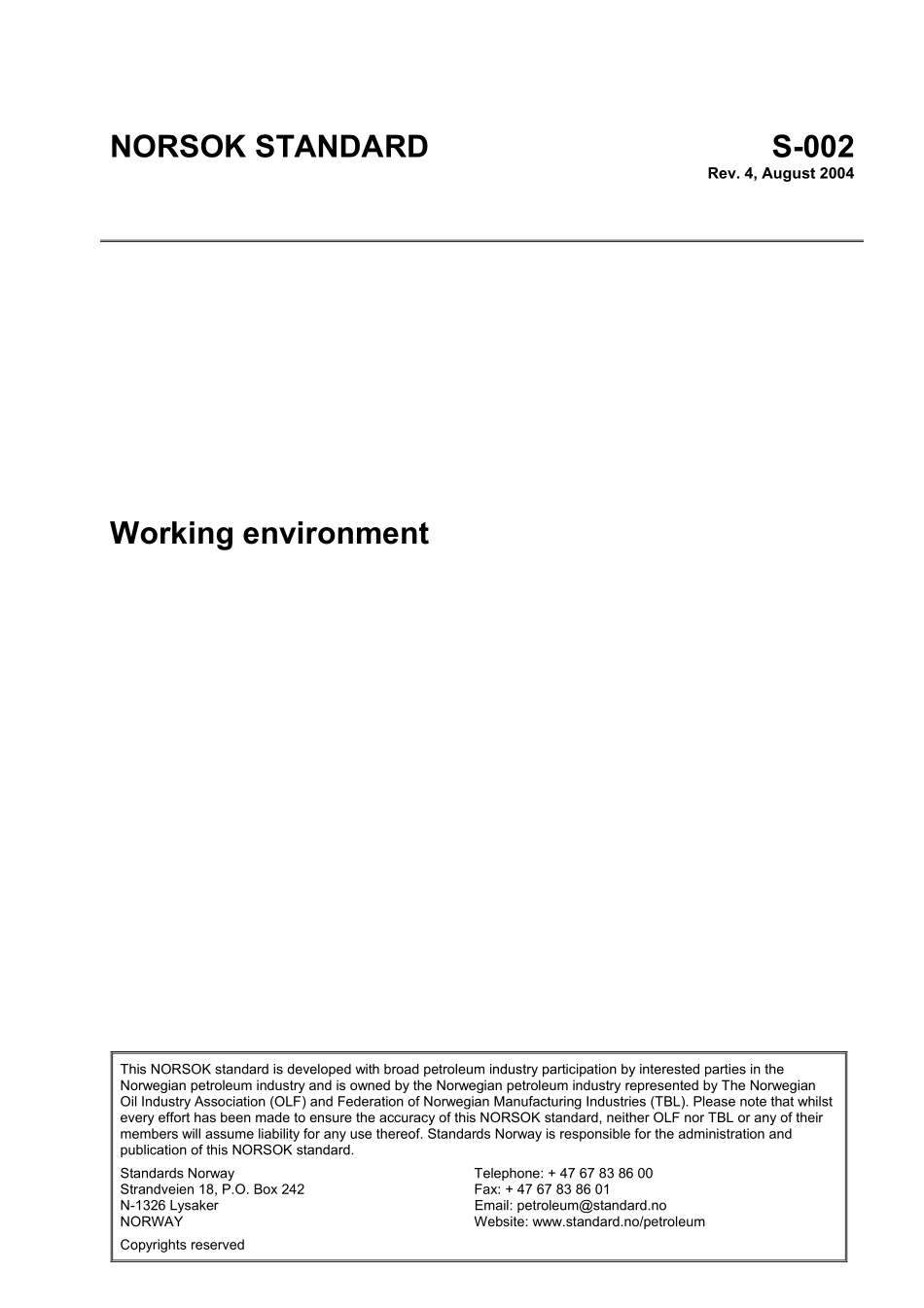S-002 Working environment (Rev[1]. 4, August 2004).pdf_第1页