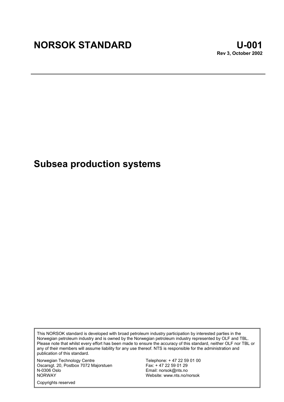 U-001 Subsea Production Systems (Rev[1]. 3, Oct. 2002).pdf_第1页