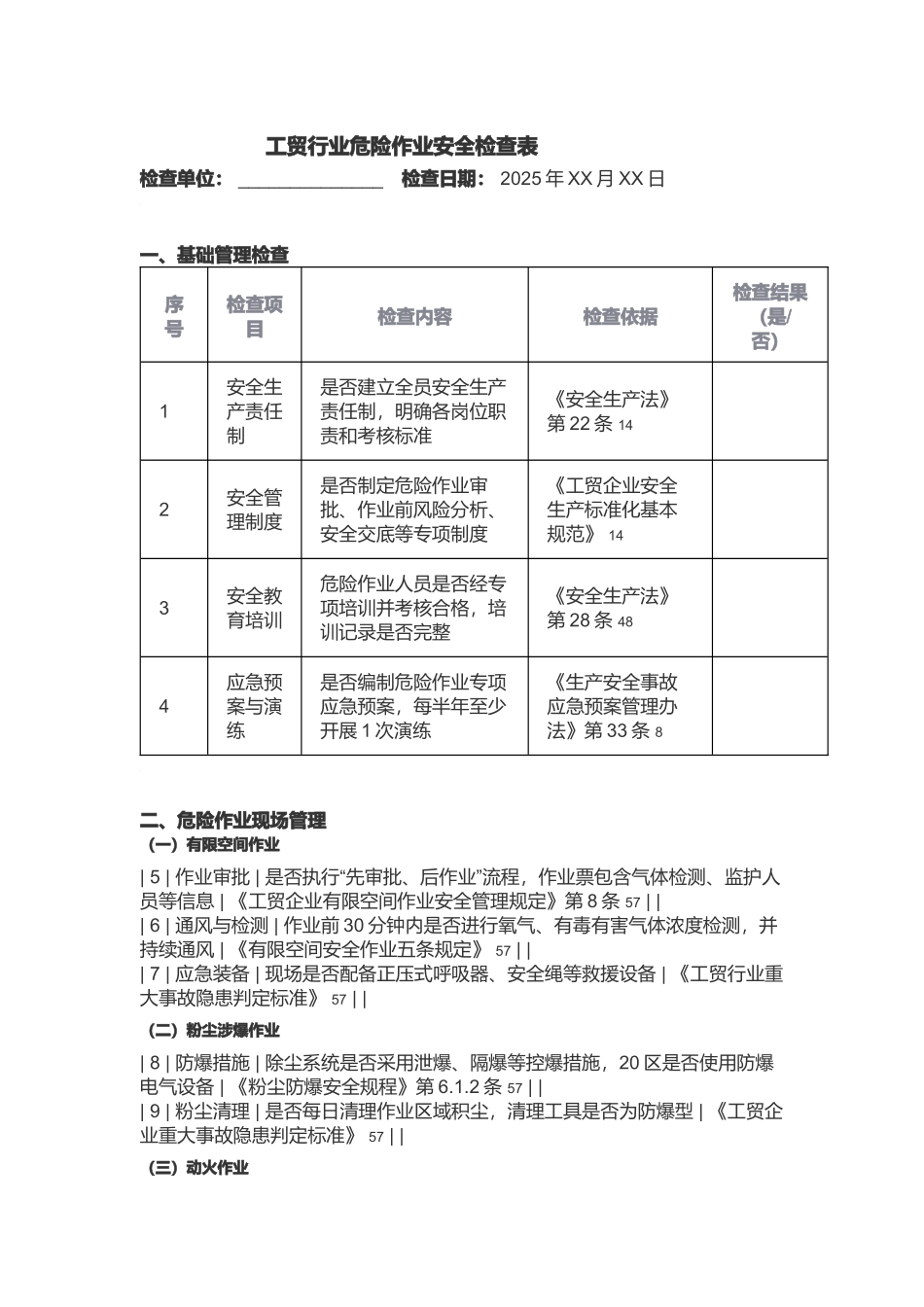 工贸行业危险作业安全检查表_.docx_第1页