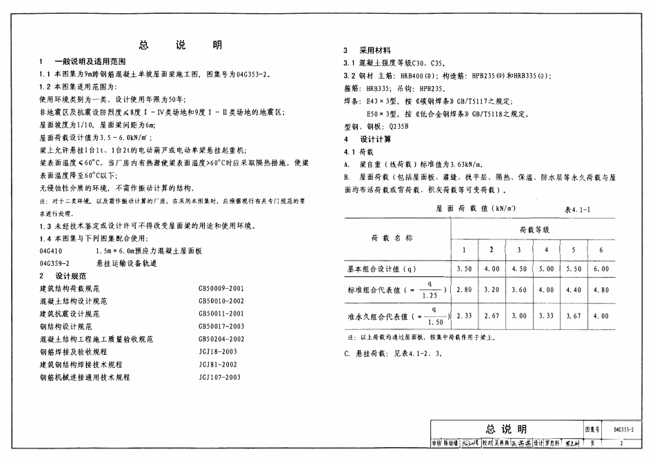 04G353-2 钢筋混凝土屋面梁（9m单坡）.pdf_第2页