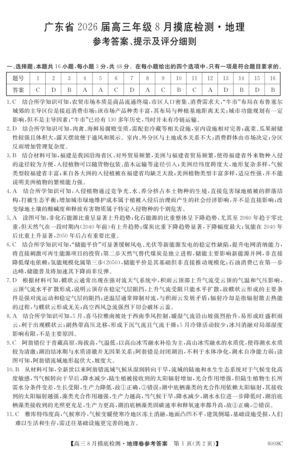 【地理试卷答案】【广东卷】广东省纵千文化2026届高三年级8月摸底检测（6008C）（8.28-8.29）.pdf_第1页