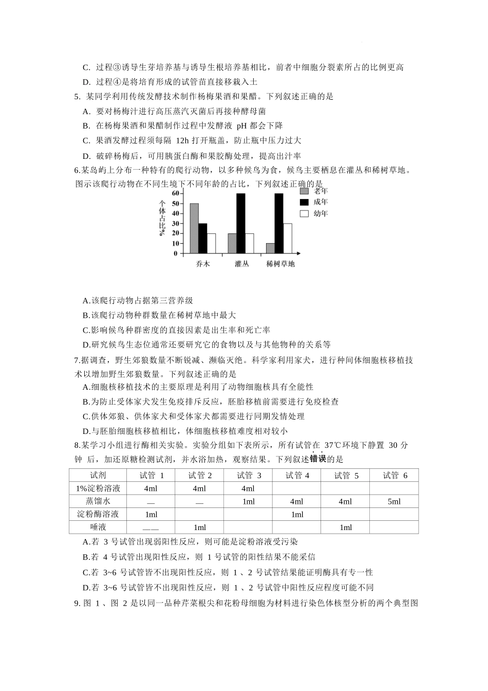 【生物试卷+答案】【江苏卷】江苏省苏州市2026届高三年级期初阳光调研试卷(苏州零模)(9.16-9.18).docx_第2页